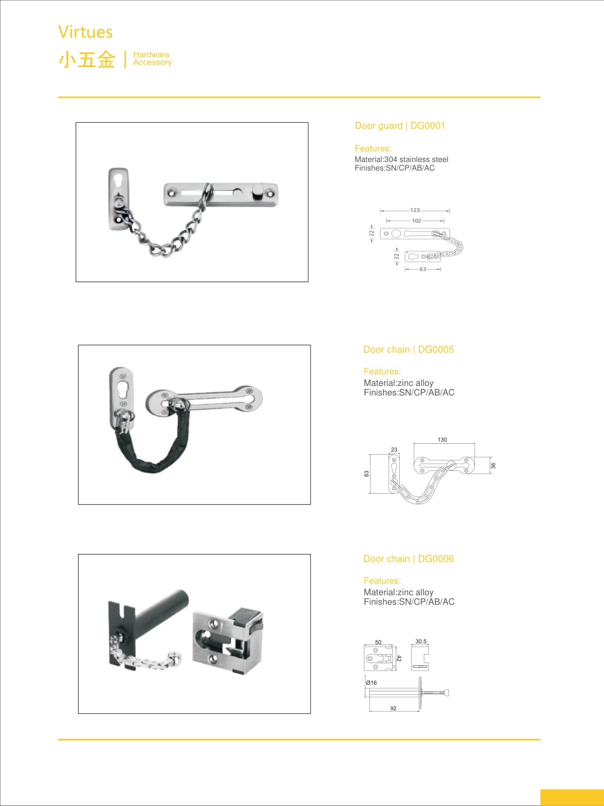 Hardware accessories · catalogue sheet 43.1
