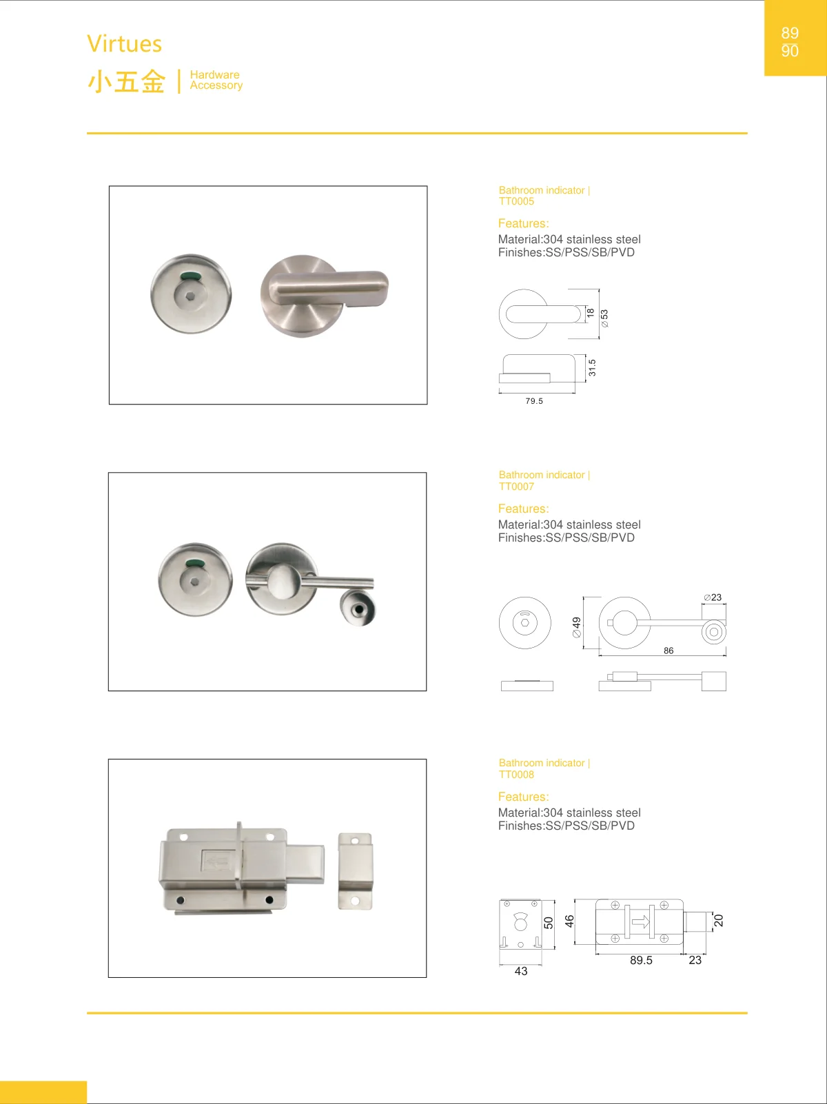Hardware accessories · catalogue sheet 50.2